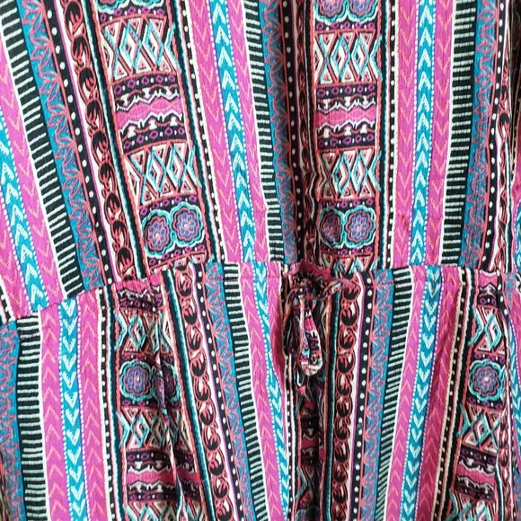 Lucky Brand aztec stripe pink scoop neck swim coverup - Picture 5 of 7
